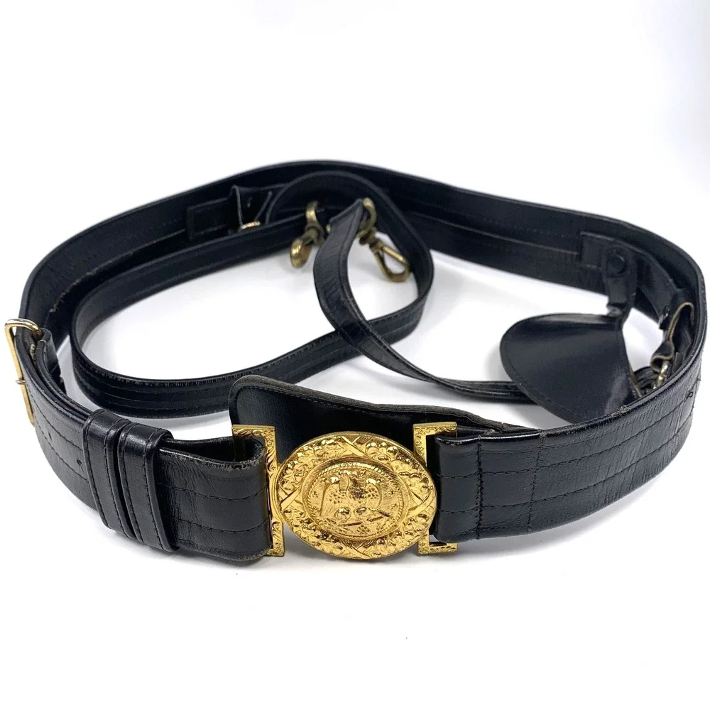 Vintage US Navy Officers Sword Belt & Buckle w/ Hangers Size 34 N.S. Meyer NY